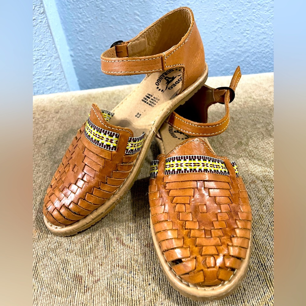Authentic Mexican Leather Boho Hippie Vintage Huarache Sandal size 6